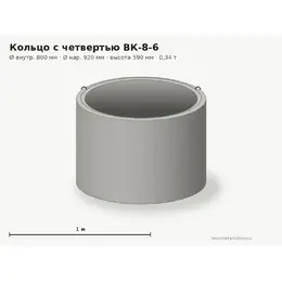 Бетонное кольцо с замком (четвертью) ВК-8-6 (0.8 м)