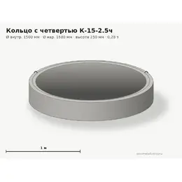 Бетонное кольцо с замком (четвертью) К-15-2.5ч (1.5 м)