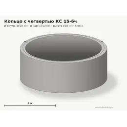 Бетонное кольцо с замком (четвертью) КС 15-6ч (1.5 м)
