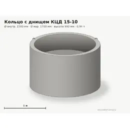 Бетонное кольцо с монолитным дном КЦД 15-10 (1.5 м)