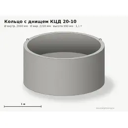 Бетонное кольцо с монолитным дном КЦД 20-10 (2.0 м)